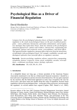 Psychological Bias as a Driver of Financial Regulation