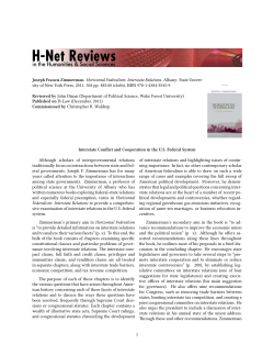 Interstate Conflict and Cooperation in the US Federal System - H-Net