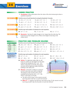 Exercises 2-6 - Bakers Math Class