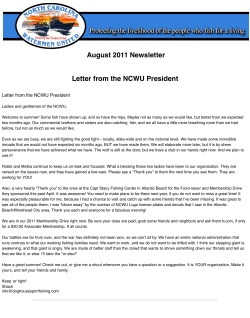 August 2011 Newsletter Letter from the NCWU President