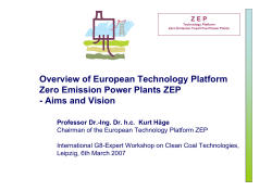 Overview of European Technology Platform Zero Emission Power