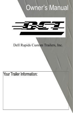 Owner`s Manual - Dell Rapids Custom Trailers