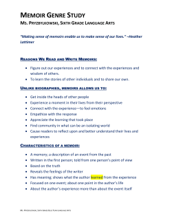 memoir genre study ms.pryzbylkowski,sixth grade language arts