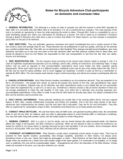 Notes for Bicycle Adventure Club participants on domestic and