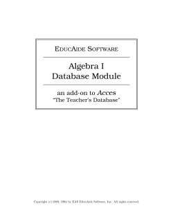 Algebra I Database Module