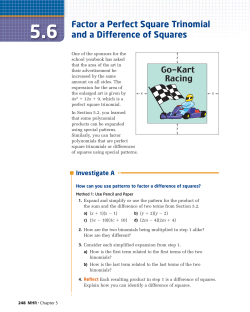 5.6 Factor a Perfect Square Trinomial and a Difference of Squares