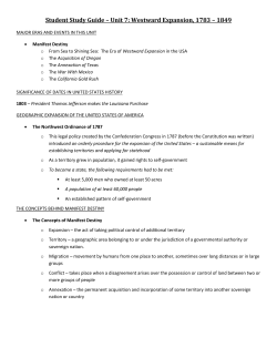 Student Study Guide &ndash; Unit 7: Westward Expansion, 1783 &ndash; 1849