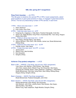 NML 502, spring 2017 recognitions Pizza Point Awardee