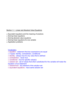 Section 1.1анаLinear and Absolute Value Equations &bull; Equivalent