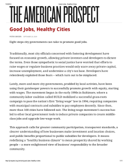 Good Jobs, Healthy Cities