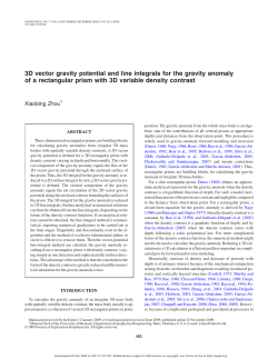 3D vector gravity potential and line integrals for