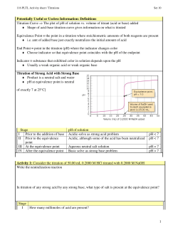1 Potentially Useful or Useless Information: Definitions Titration