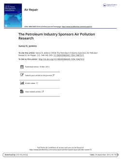The Petroleum Industry Sponsors Air Pollution Research