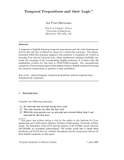 Temporal Prepositions and their Logic* Ian Pratt