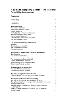A guide to Incapacity Benefit &ndash; The Personal Capability Assessment