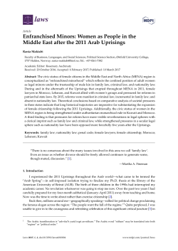 Enfranchised Minors: Women as People in the Middle East after the