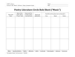 Poetry Literature Circle Role Sheet (&ldquo;Music&rdquo;)