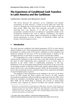 The Experience of Conditional Cash Transfers in - UNC