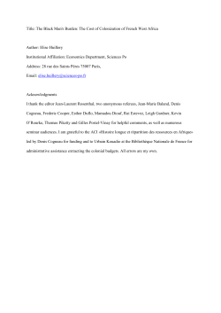 Title: The Black Man`s Burden: The Cost of Colonization of French