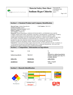 (MSDS) - Sodium Hypochlorite