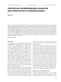 supporting entrepreneurial behavior and innovation in organizations