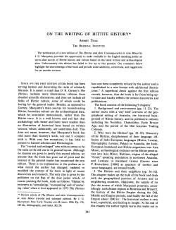On the writing of Hittite History