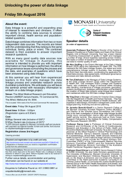 Unlocking the power of data linkage Friday 5th August 2016