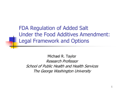 FDA Regulation of Added Salt Under the Food Additives Amendment