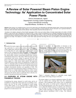 A Review of Solar Powered Steam Piston Engine