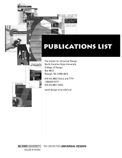 UNIVERSAL DESIGN &bull; Publications List