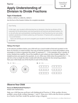 Topic 9 - Applying Understanding of Division to Divide Fractions Letter
