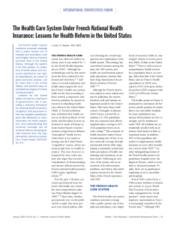 The Health Care System Under French National Health