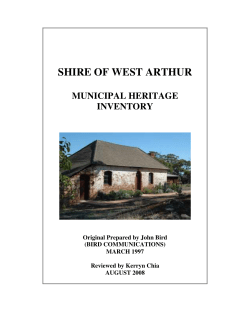 Municipal Heritage Inventory Registry