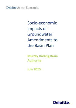 Socio-economic impacts of Groundwater Amendments to the Basin