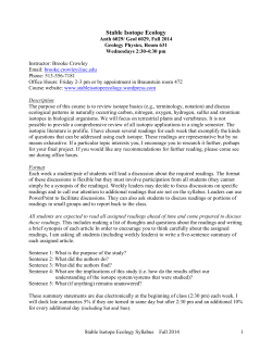 Stable Isotope Ecology