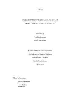 Accommodation of haptic learning style in traditional learning
