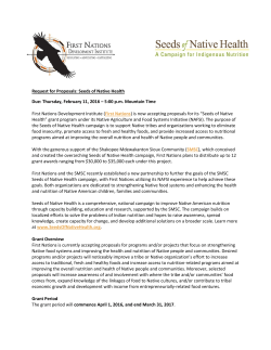 Request for Proposals: Seeds of Native Health Due: Thursday