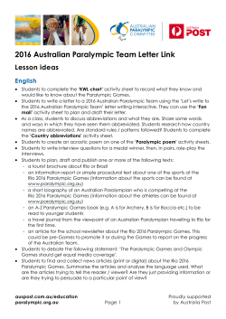 2016 Australian Paralympic Team Letter Link