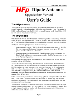 Dipole Antenna User`s Guide