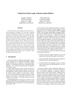 Using First-Order Logic to Reason about Policies