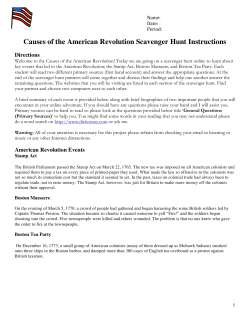 Causes of the American Revolution Scavenger Hunt