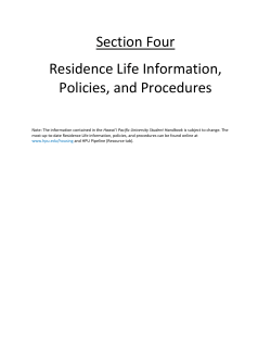 Section Four Residence Life Information, Policies, and Procedures