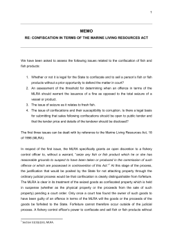 RE: CONFISCATION IN TERMS OF THE MARINE LIVING