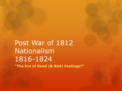 Post War of 1812 Nationalism 1816-1824