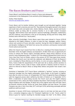 The Bacon Brothers and France - Francis Bacon Research Trust