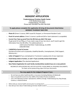indigent application - Fredericksburg Christian Health Center