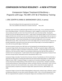 compassion fatigue resiliency &ndash; a new attitude