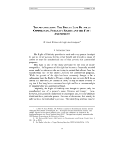 Transformation: The Bright Line Between Commercial Publicity