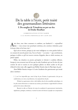 De la table &agrave; l`&eacute;crit, petit trait&eacute; des gourmandises litt&eacute;raires (I)