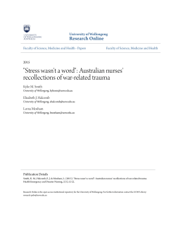 "Stress wasn`t a word": Australian nurses - Research Online